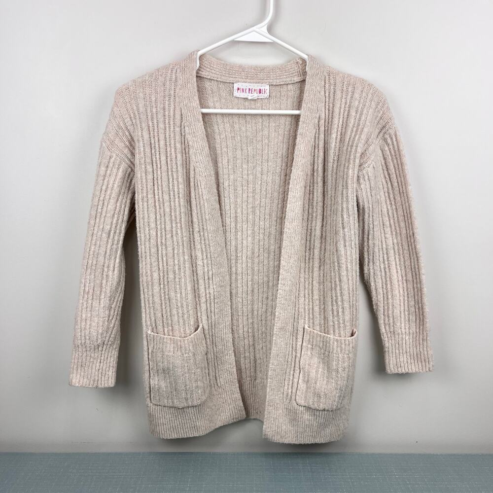 Pink Republic Girls Cream Cardigan Sweater S 7/8